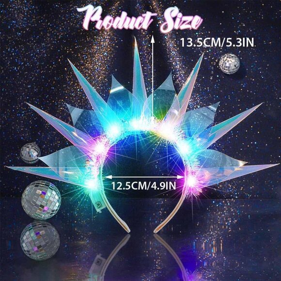 Light Up Headband LED Rave Hair Hoop Costume Accessories for Women Girls - Picture 2 of 7